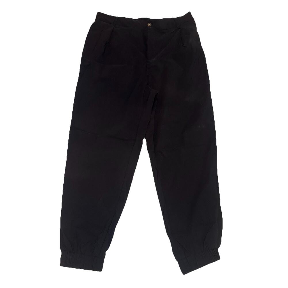Women’s Pants Black Pleated Jogger Style Trousers -Size XL- Elastic Waist/Cuffs